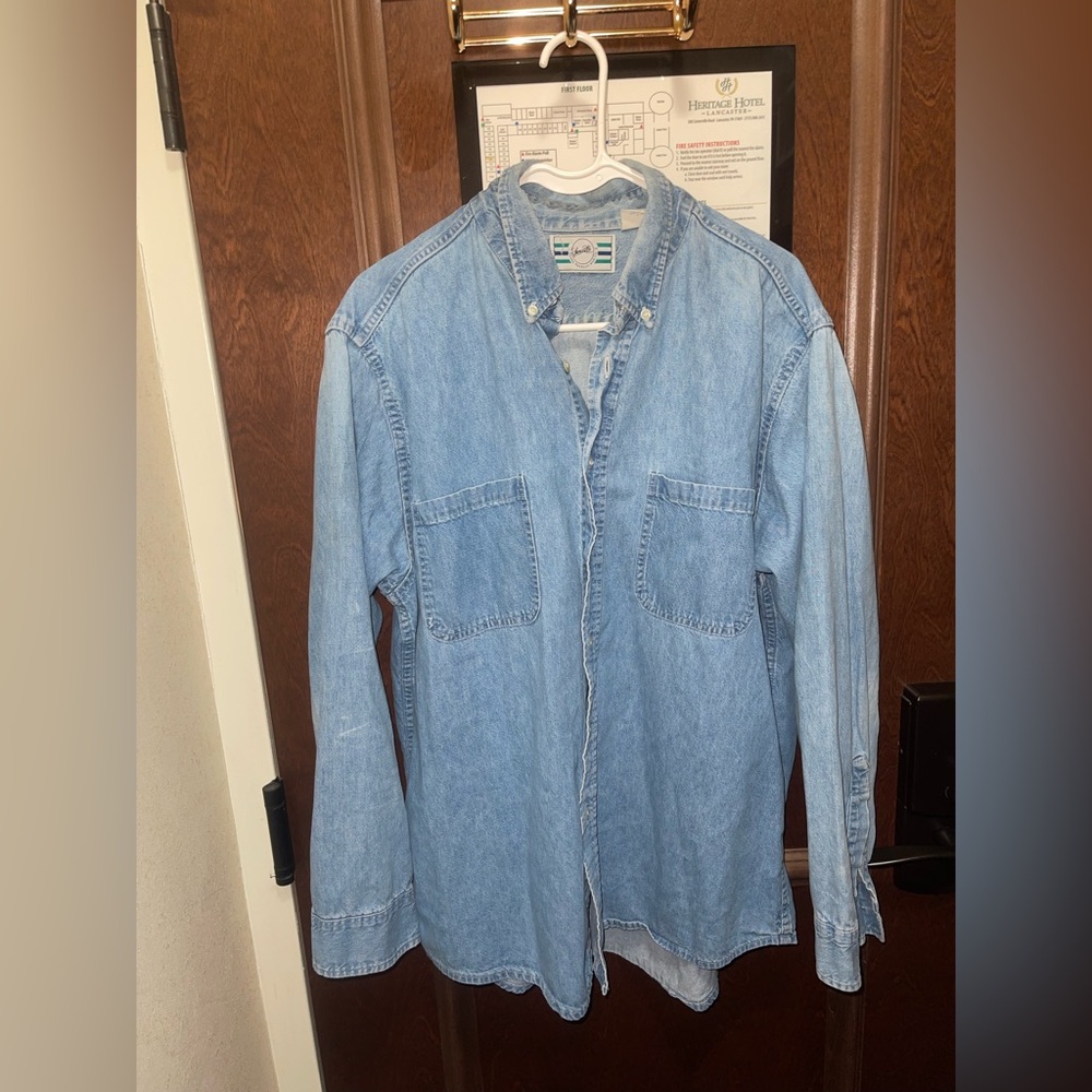 Vintage Sears Roebuck Light Blue Denim Button-Up Shirt Jacket